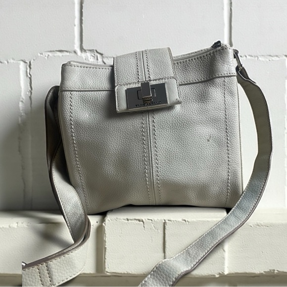 Tignanello Handbags - Tignanello White Leather Bag with Silver Lock​